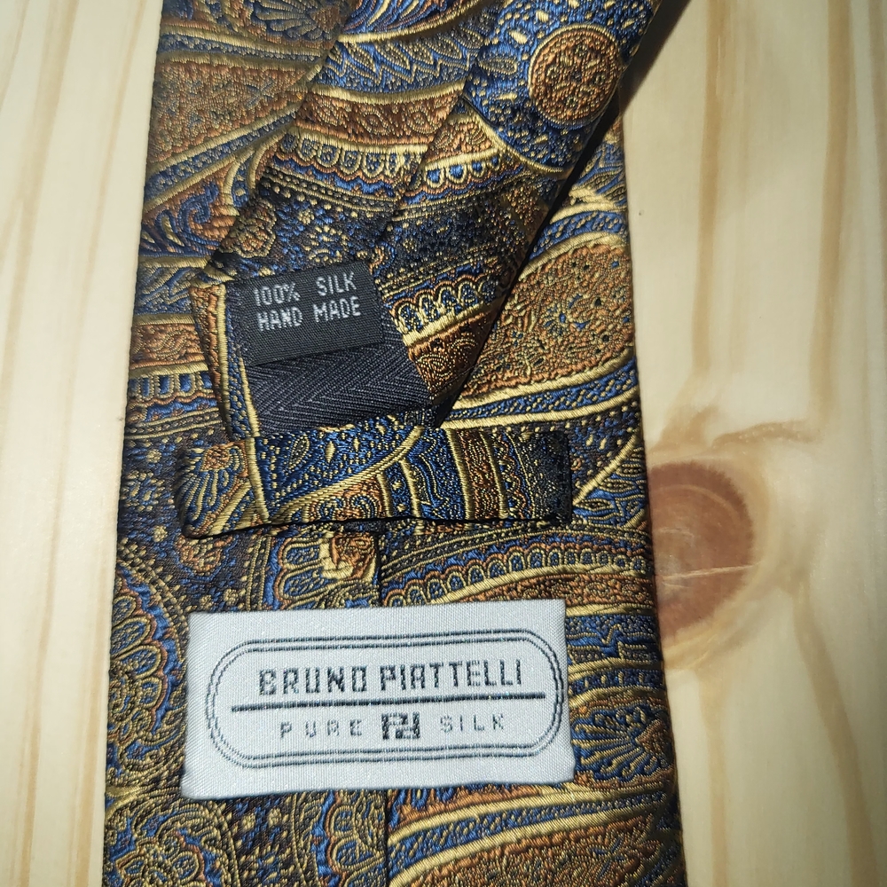 Piattelli Blue and Gold Silk Tie